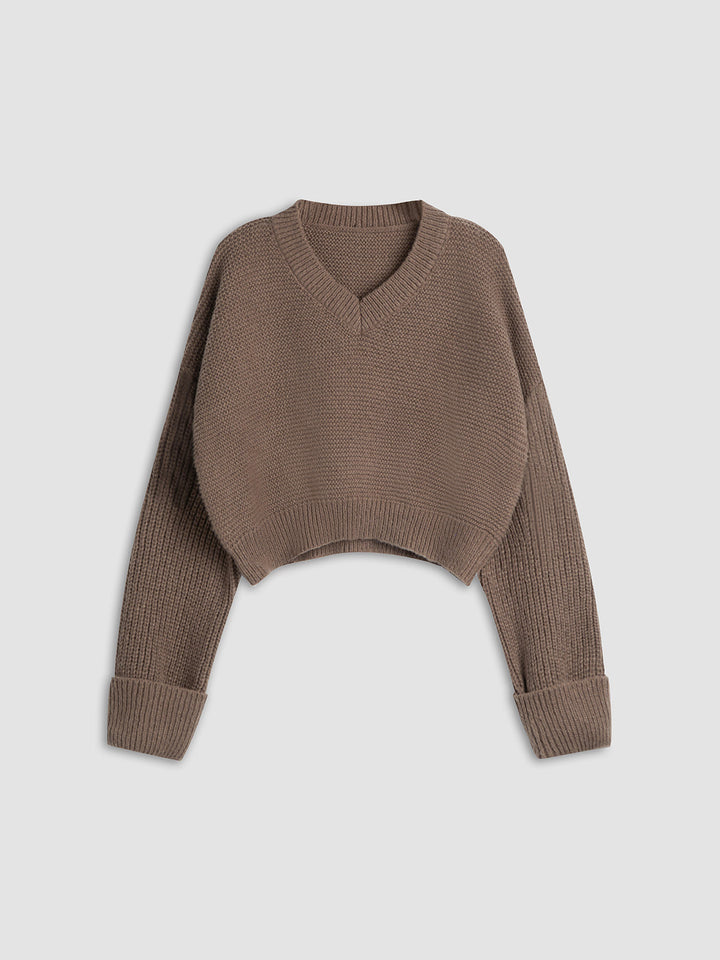 Molly | Dames trui met V-hals en cropped fit