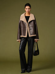 Rinja | Faux Leren Fleece Winterjas Dames - Stoer en Stijlvol
