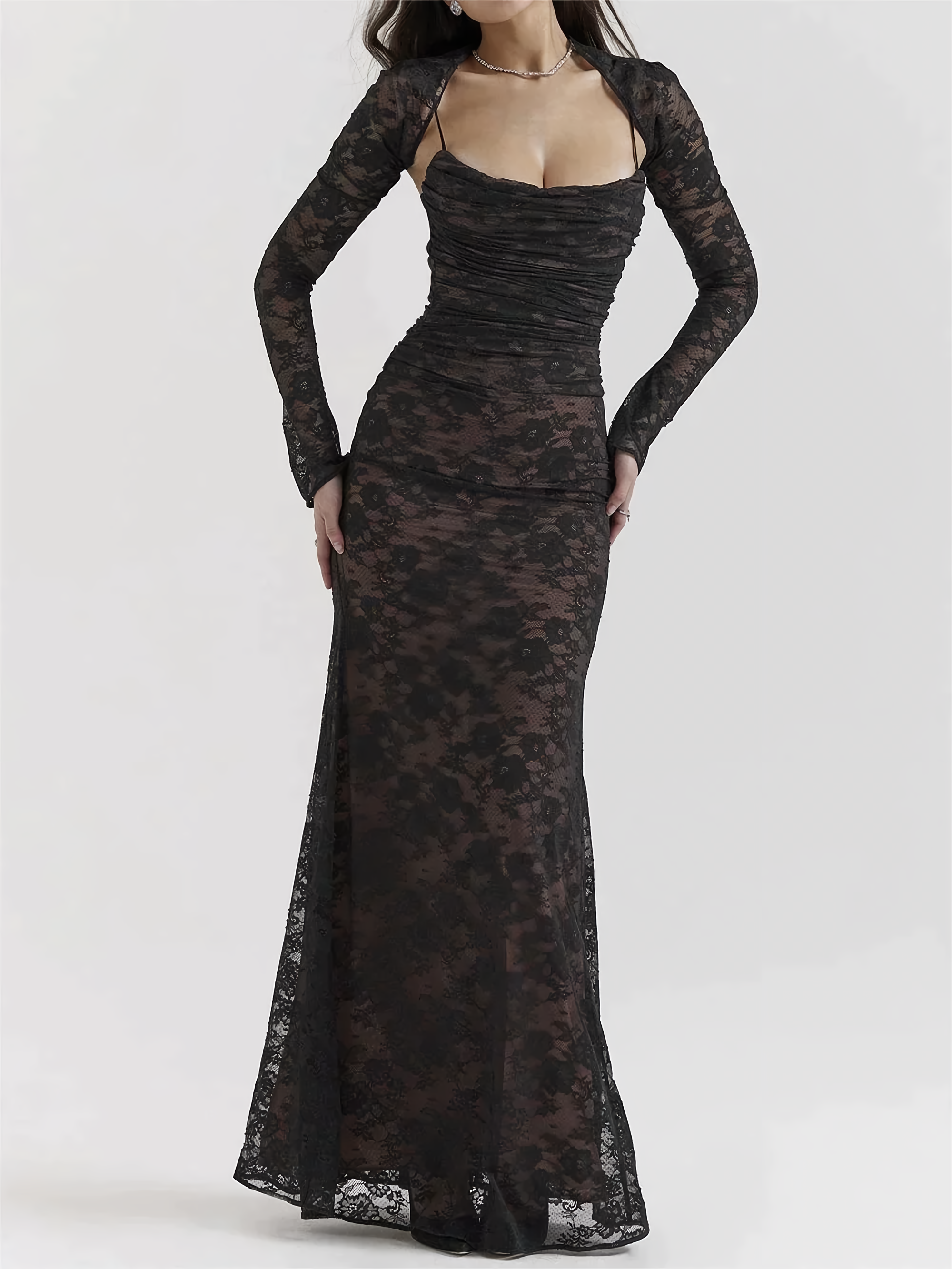 Marika | Kanten Maxi Jurk - Elegante Party Dress, Chique en Verfijnd