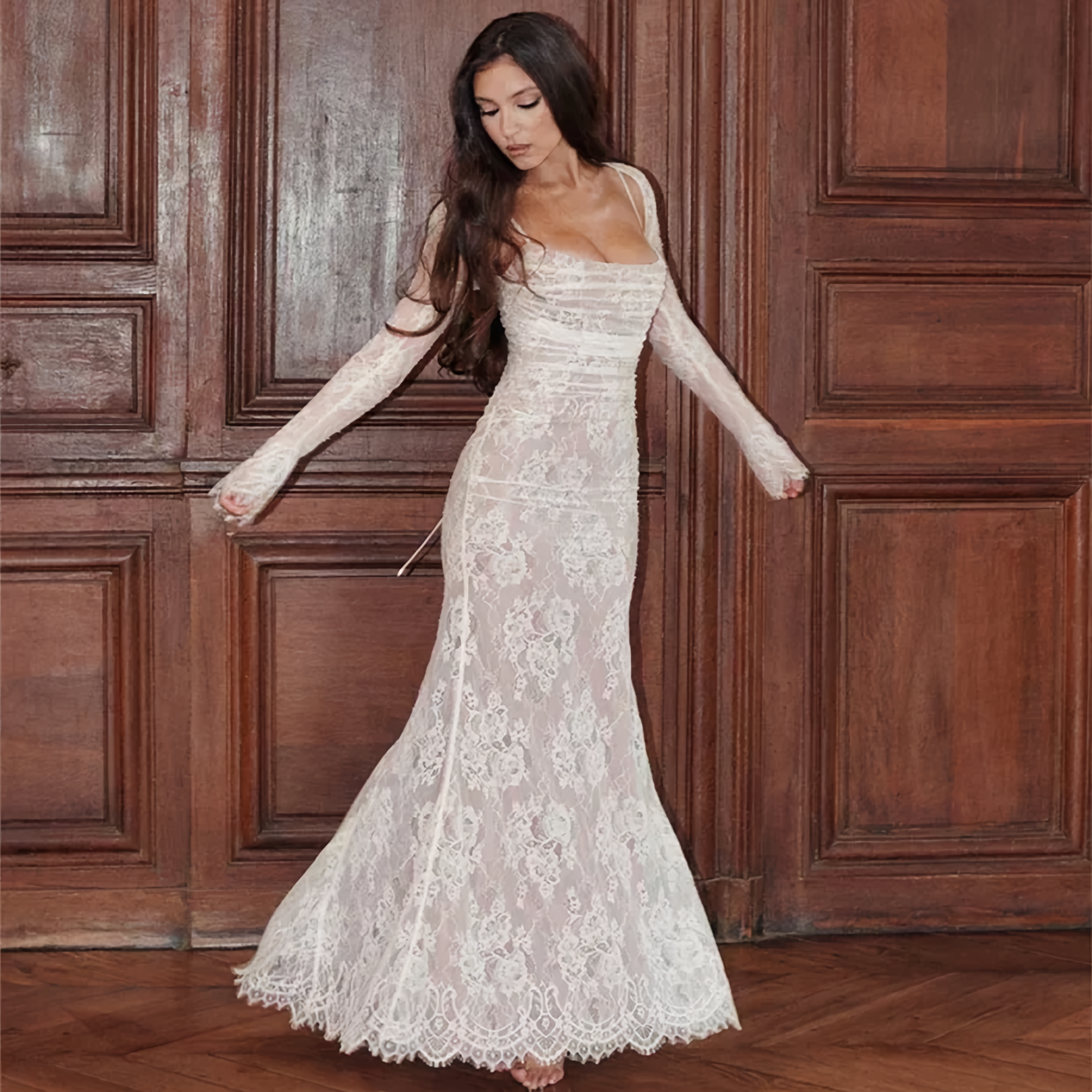 Marika | Kanten Maxi Jurk - Elegante Party Dress, Chique en Verfijnd