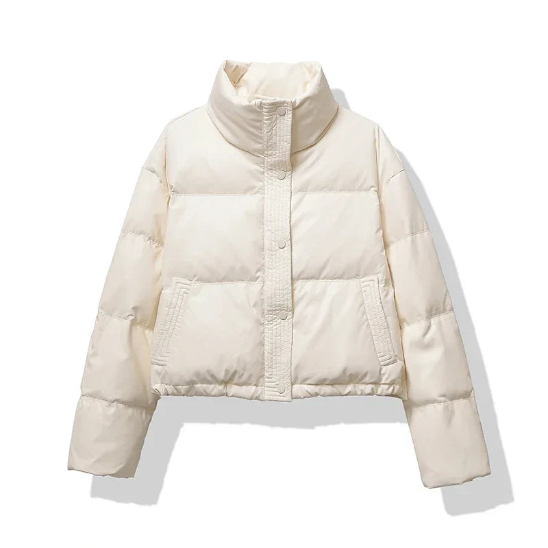 Mira | Dames Winterjas - Trendy Cropped Pufferjack met Hoge Kraag