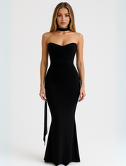 Mireille | Strapless Maxi Jurk met Choker Design - Elegant en Verfijnd