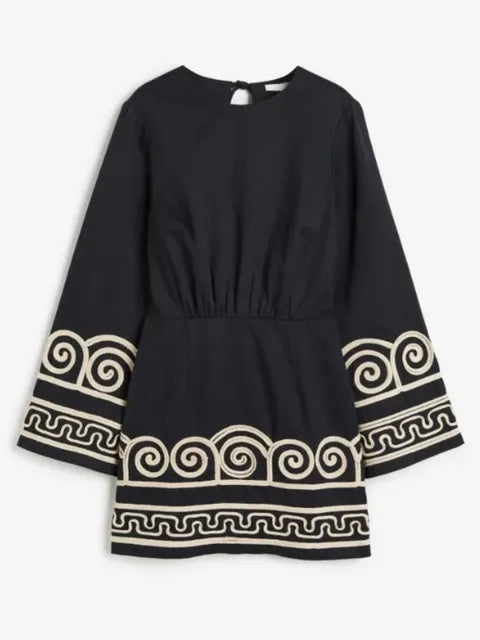 Samira | Dames kaftan jurk met wijde mouwen borduurpatroon