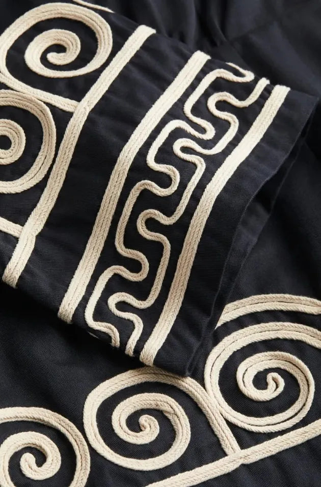 Samira | Dames kaftan jurk met wijde mouwen borduurpatroon