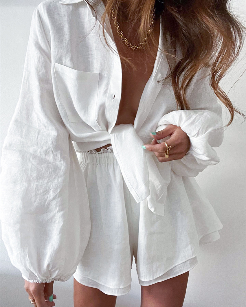 Mollie | Tweedelige Zomerset - Linnen Blouse en Casual Shorts