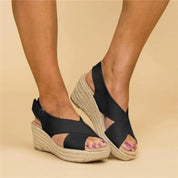 Mona | Sandalen Met Hak Dames - Comfortabele Sleehak, Gekruist Ontwerp met Bandjes