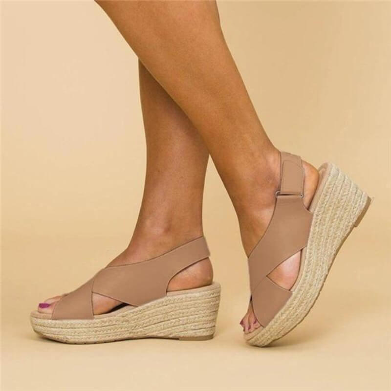 Mona | Sandalen Met Hak Dames - Comfortabele Sleehak, Gekruist Ontwerp met Bandjes