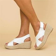 Mona | Sandalen Met Hak Dames - Comfortabele Sleehak, Gekruist Ontwerp met Bandjes