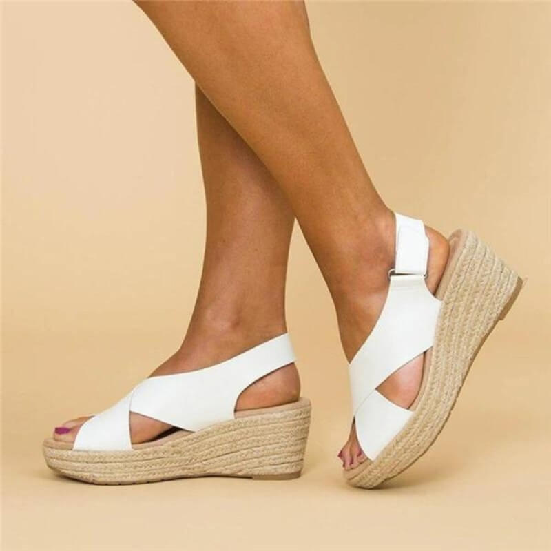 Mona | Sandalen Met Hak Dames - Comfortabele Sleehak, Gekruist Ontwerp met Bandjes