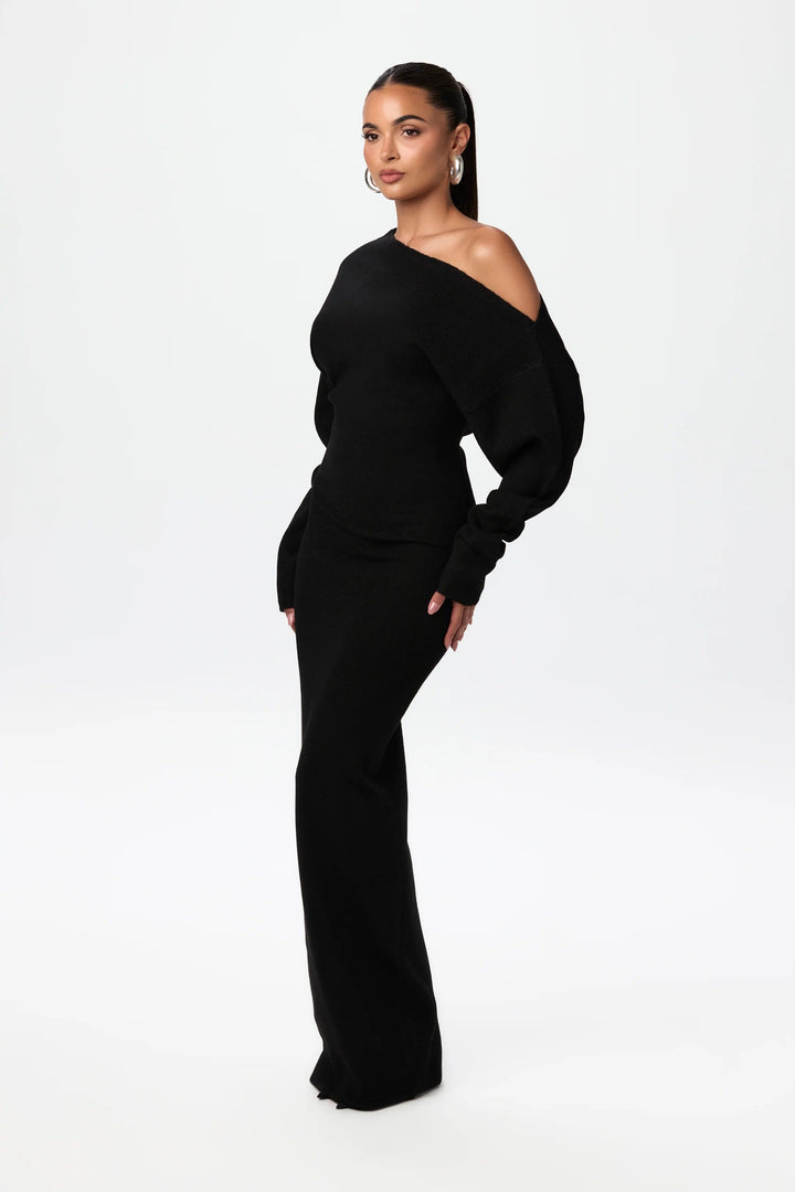 Seraphina | Dames jurk met off-shoulder lange mouwen