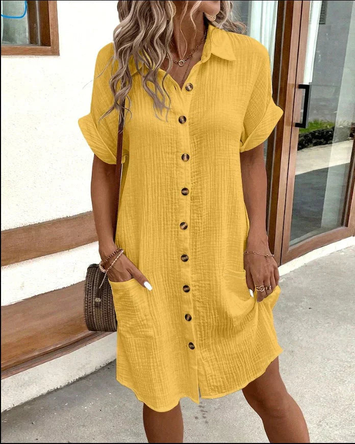 Harmoni | Dames jurk overhemd knoopsluiting midi