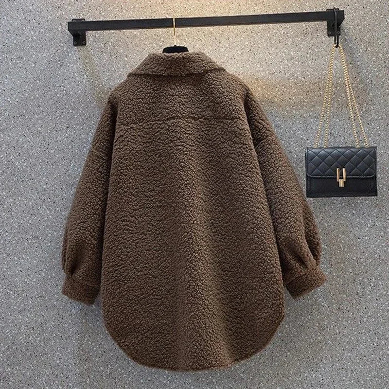 Nyla | Zachte Pluche Winterjas Dames - Lang, Casual en Trendy