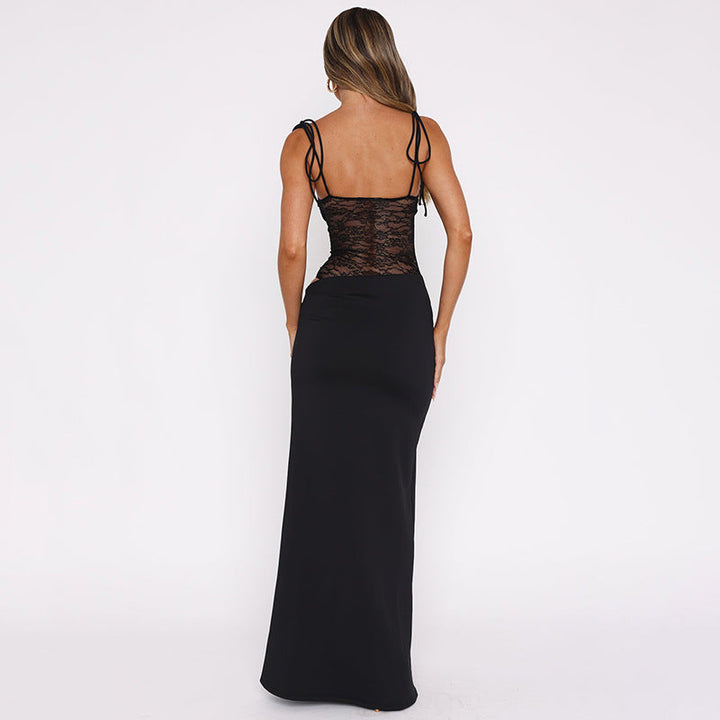 Liora | Dames maxi jurk met bandeau detail asymmetrische band