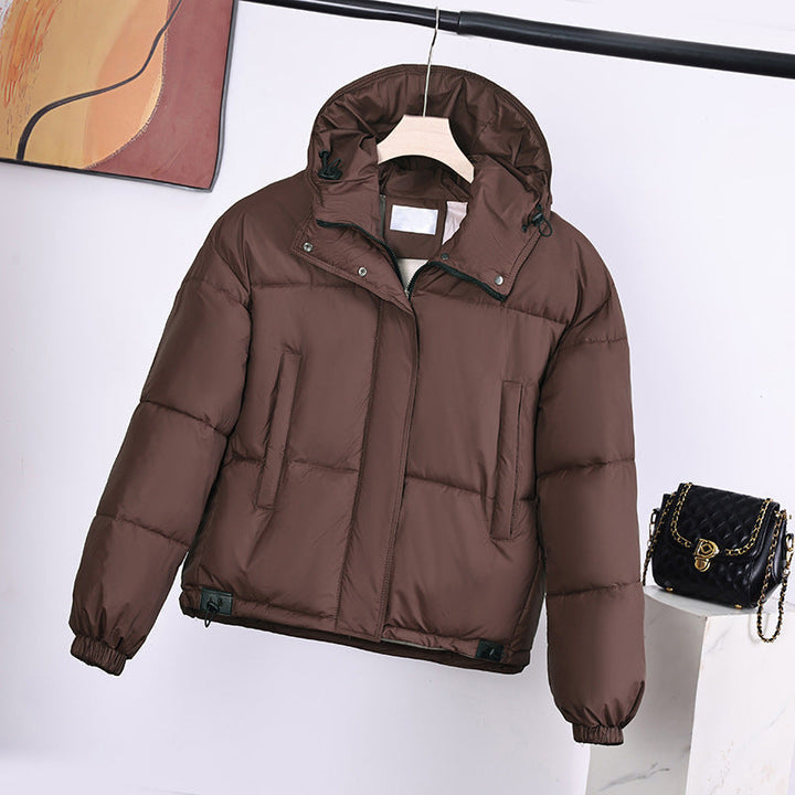 Dames gewatteerde hoodiejack met een boxy snit en verborgen sluiting
