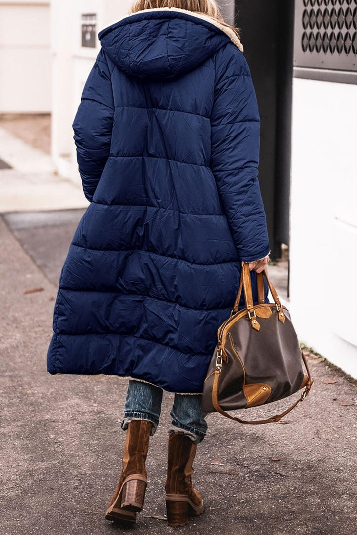 Dames Lange Hooded Warme Winterjas