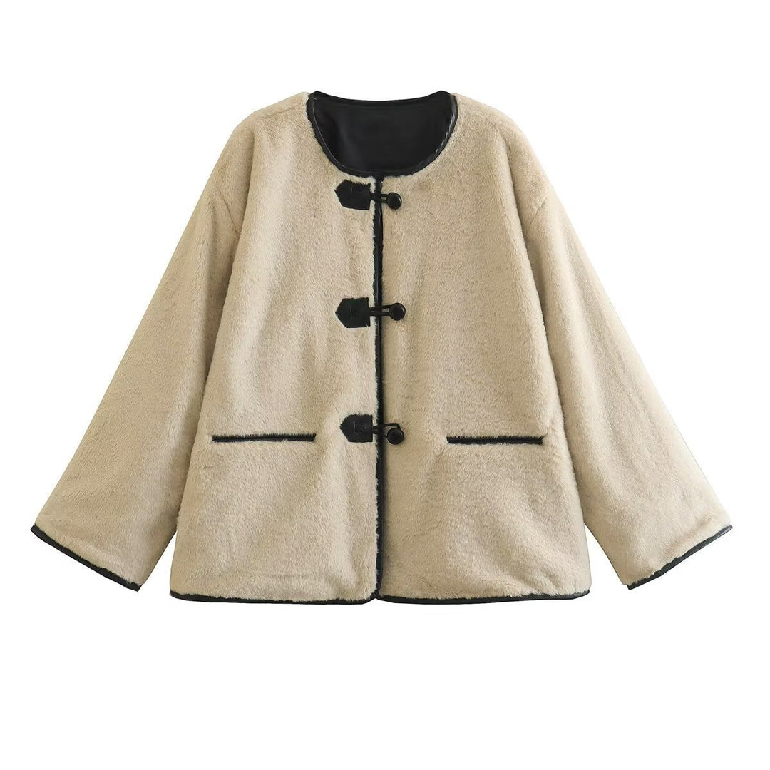 Dames Cropped Ronde halsjacke met Zakken