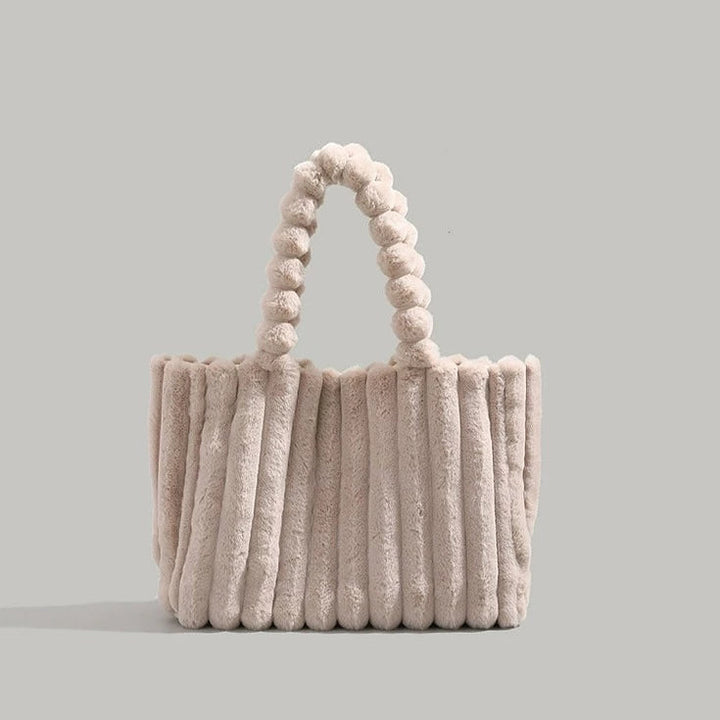 Mariana | Dames schoudertas met pluche en gevlochten handgreep