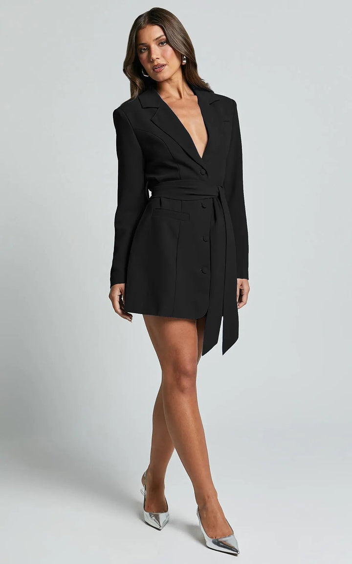 Kailani | Dames blazer jurk met riem en revers