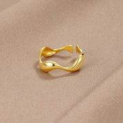 Oceaan | Dames Ring Goud - Verstelbaar, Minimalistisch, Verguld