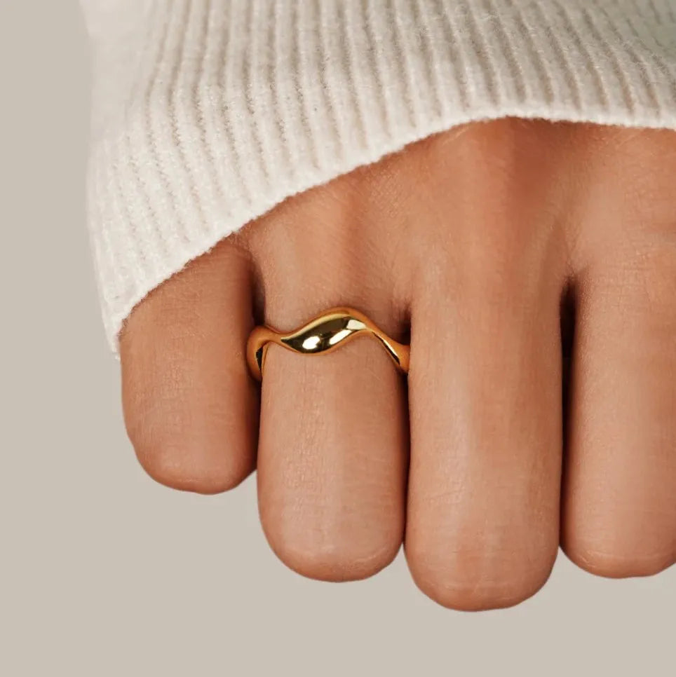 Oceaan | Dames Ring Goud - Verstelbaar, Minimalistisch, Verguld