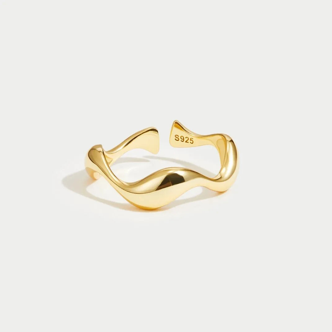 Oceaan | Dames Ring Goud - Verstelbaar, Minimalistisch, Verguld