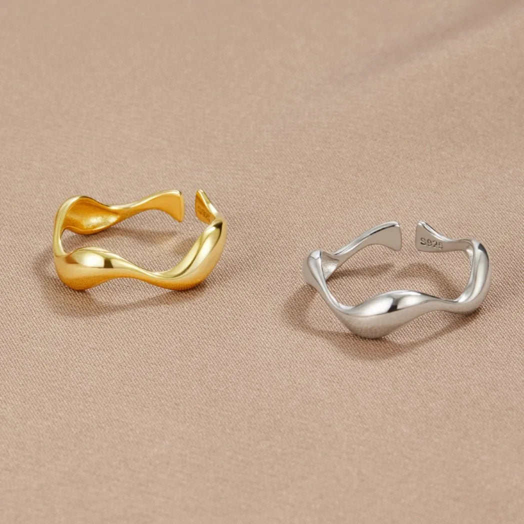 Oceaan | Dames Ring Goud - Verstelbaar, Minimalistisch, Verguld