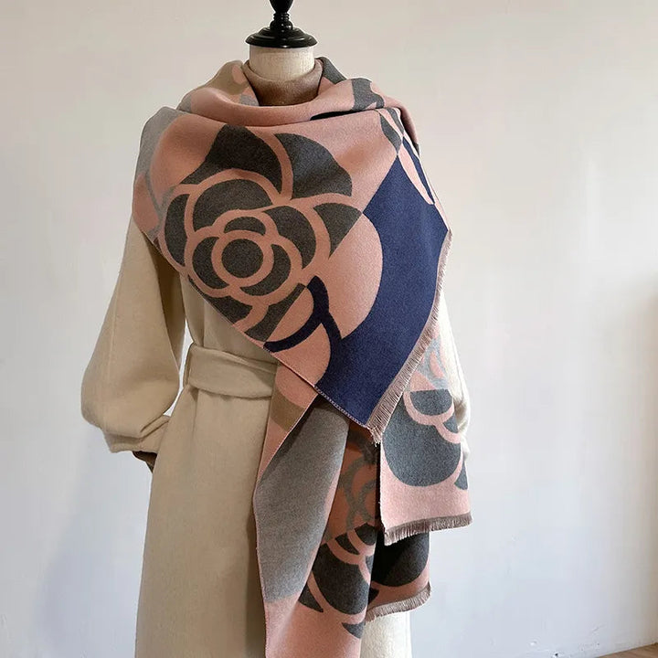 Amelia | Dames Sjaal met Omkeerbaar en Bloemenpatroon