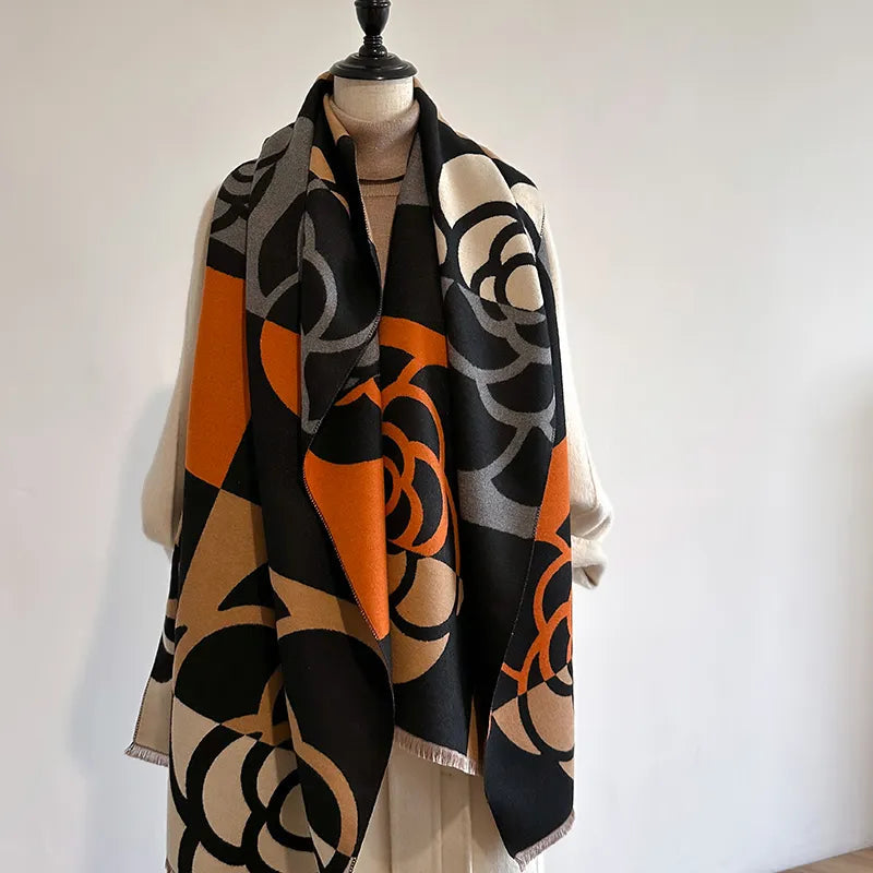 Olla | Luxe Dames Sjaal - Omkeerbaar Bloemenpatroon