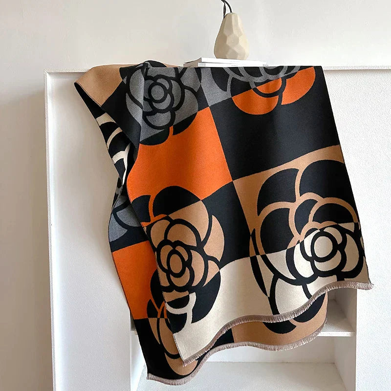 Olla | Luxe Dames Sjaal - Omkeerbaar Bloemenpatroon