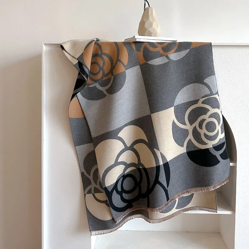 Olla | Luxe Dames Sjaal - Omkeerbaar Bloemenpatroon