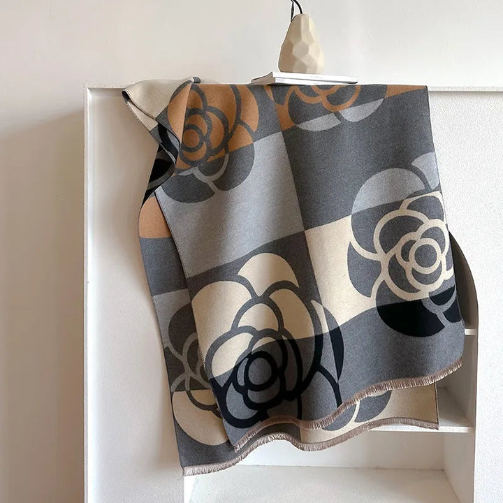 Amelia | Dames Sjaal met Omkeerbaar en Bloemenpatroon