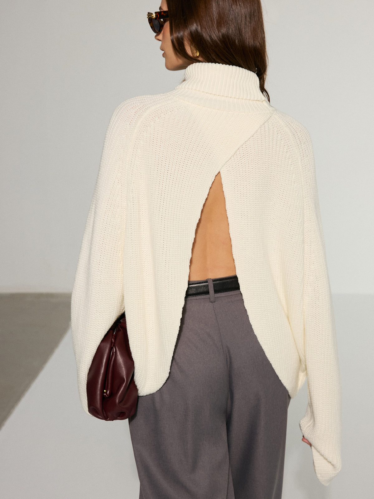 Malena | Trendy Coltrui met Open Rug Dames - Gebreide Stijl, Comfortabel en Trendy