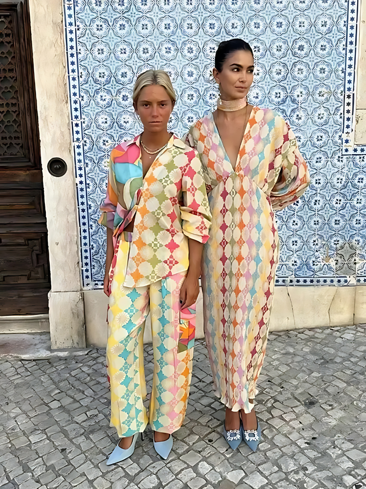 Solange | Chique Tweedelige Set & Jurk Met Print