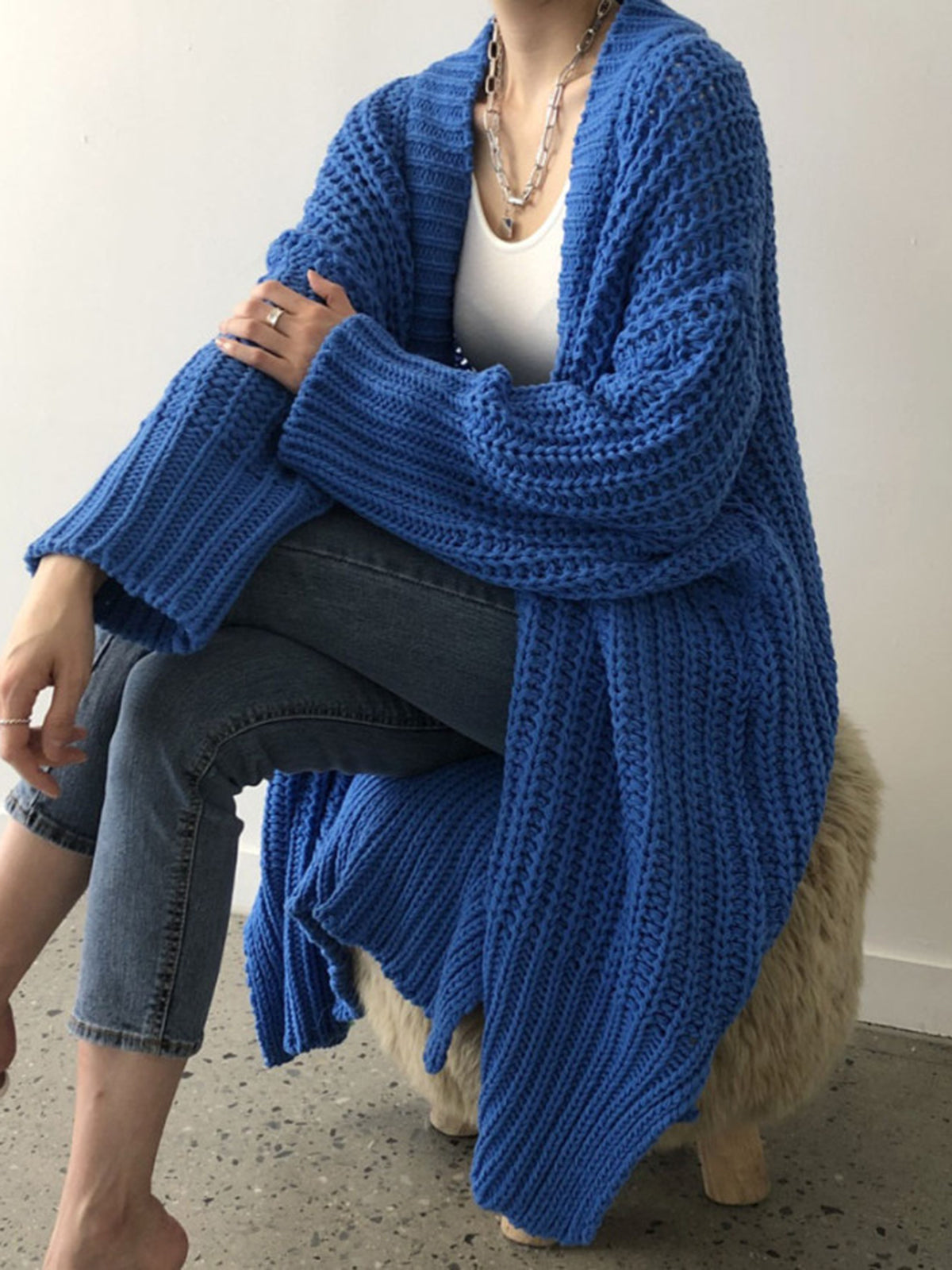 Oriana | Oversized Blauwe Gebreid Vest Dames -  Casual en Warm