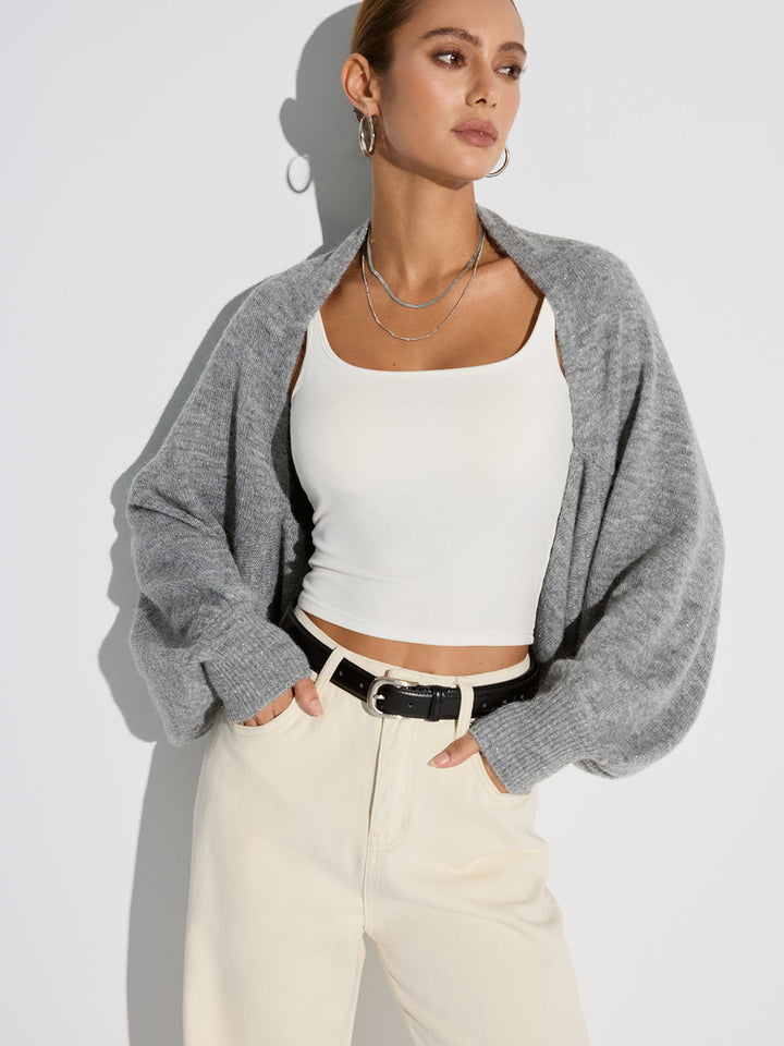 Rhea | Dames vest bovenkleding met pofmouwen open voorkant