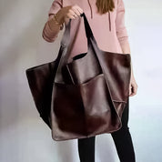 Oversized Leren Vintage Schoudertas