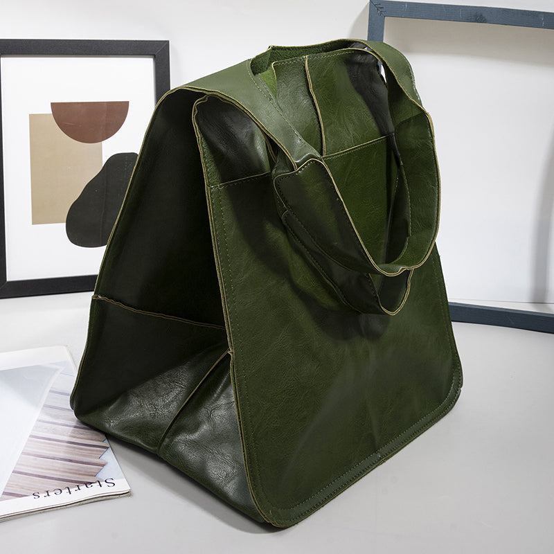 Oversized Leren Vintage Schoudertas