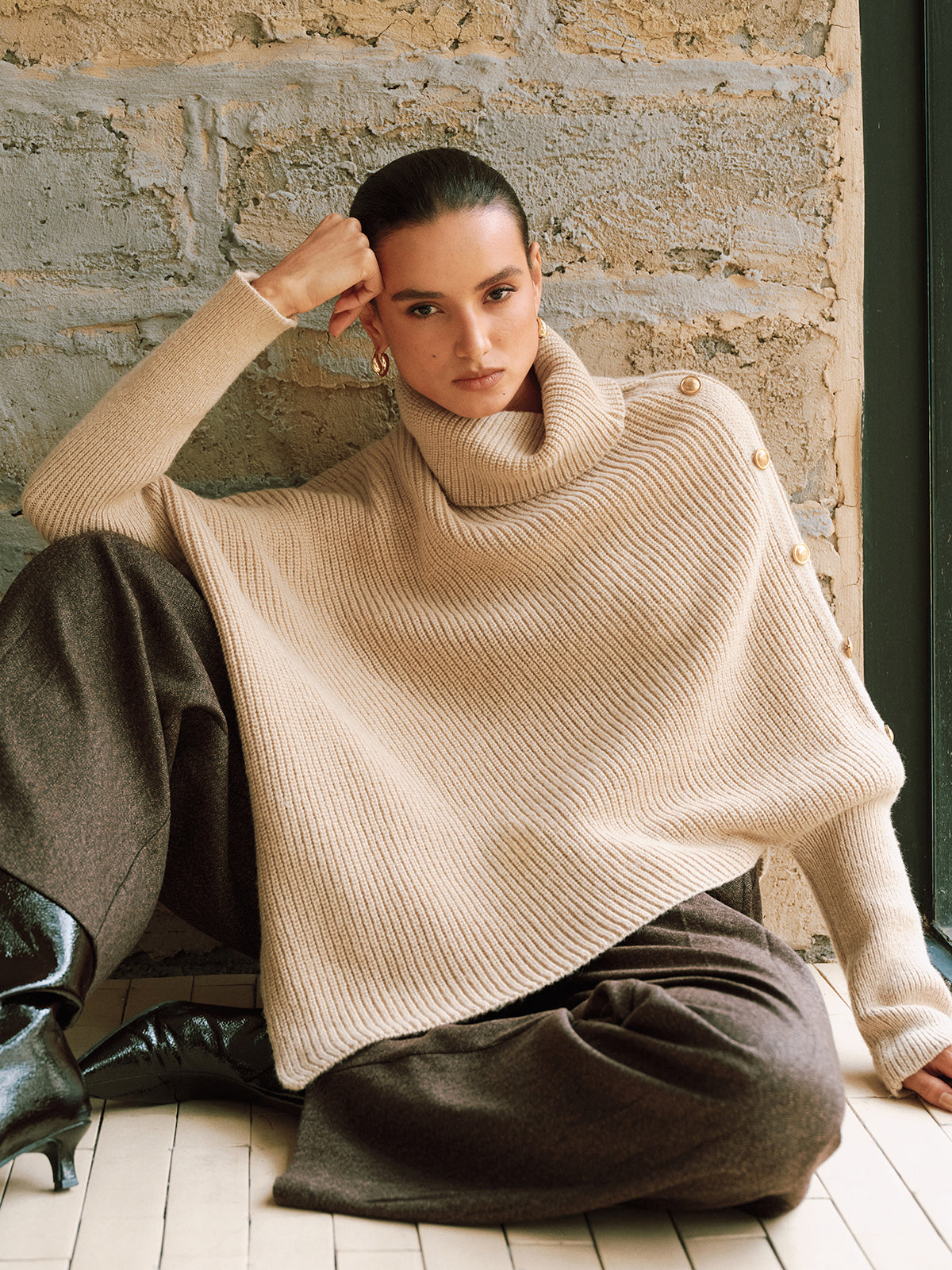 Patrice | Poncho-Sweater Dames - Gebreid met Metalen Accenten, Comfortabel en Trendy