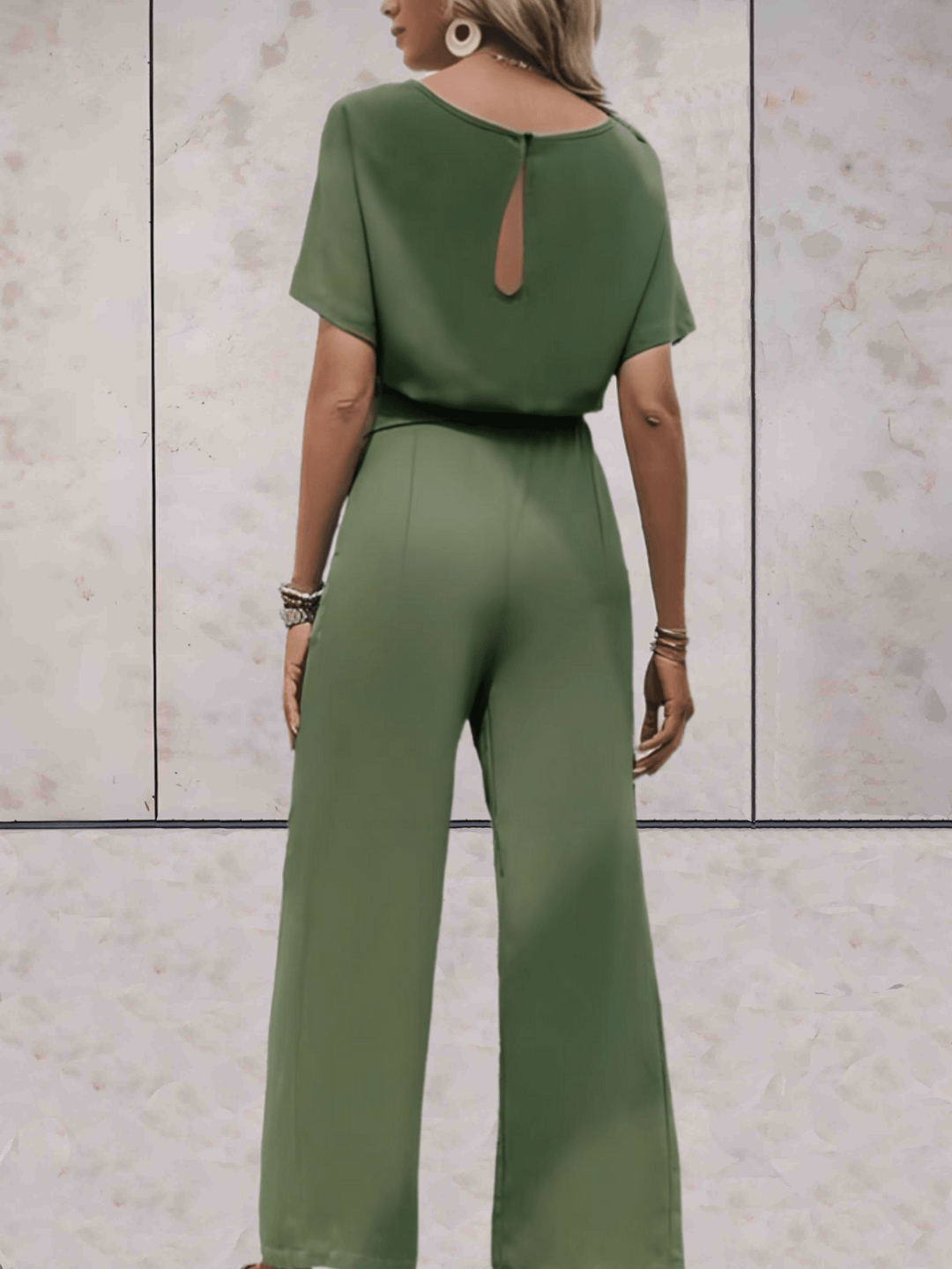 Stijlvolle Wide Leg Jumpsuit Voor Dames Met Korte Mouwen En Ceintuur