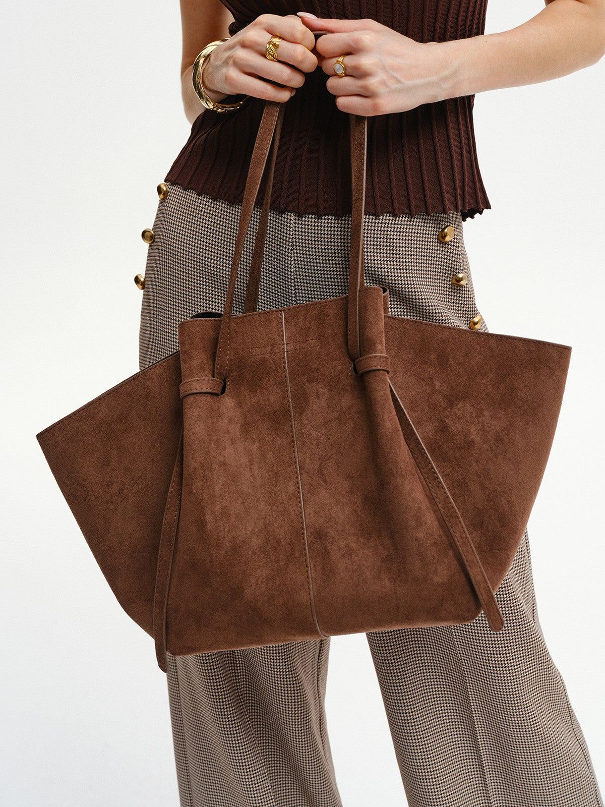 Judith | Bruine Suède Grote Shopper – Stijlvolle Dames Tote Bag