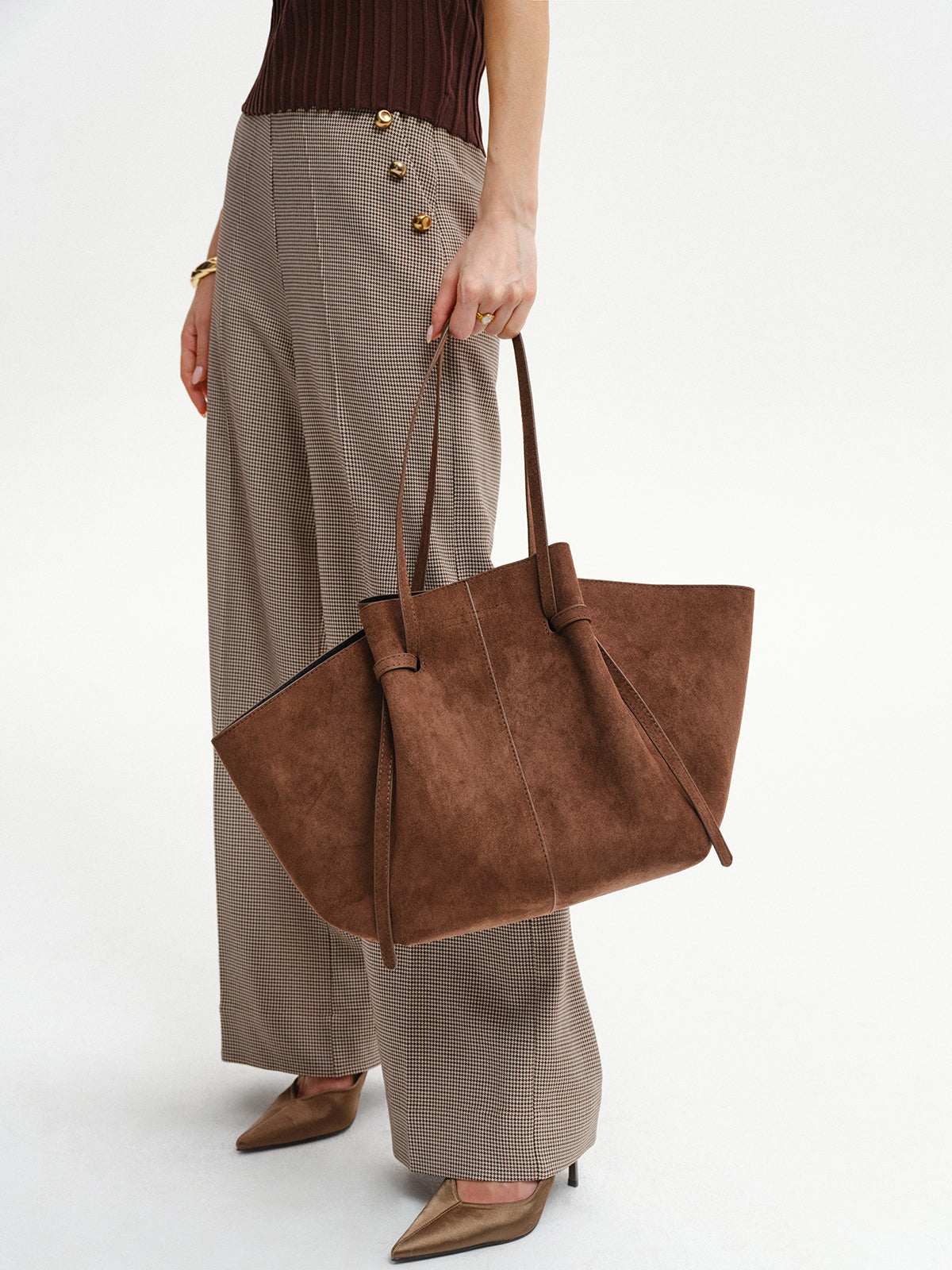Judith | Bruine Suède Grote Shopper – Stijlvolle Dames Tote Bag