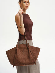 Judith | Bruine Suède Grote Shopper – Stijlvolle Dames Tote Bag