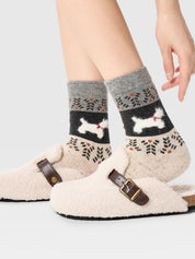 Poppy | Unisex Sokken - Hoogwaardige Stoffen Mix - Puppy Patroon