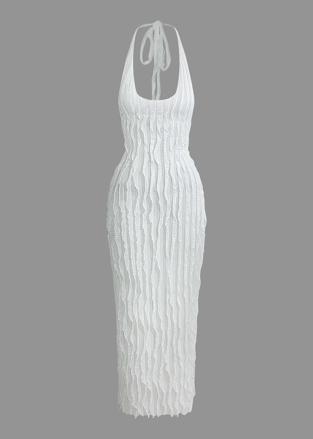 Pura | Elegante Maxi-jurk - Ruches, Halter Open Rug Design
