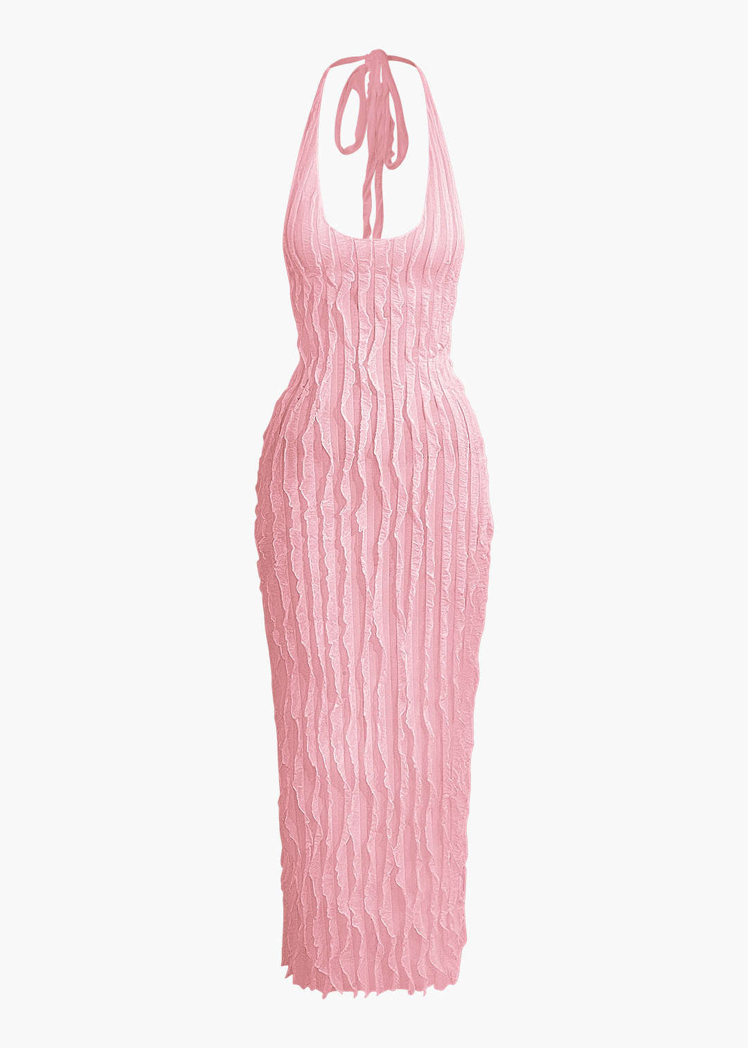 Pura | Elegante Maxi-jurk - Ruches, Halter Open Rug Design