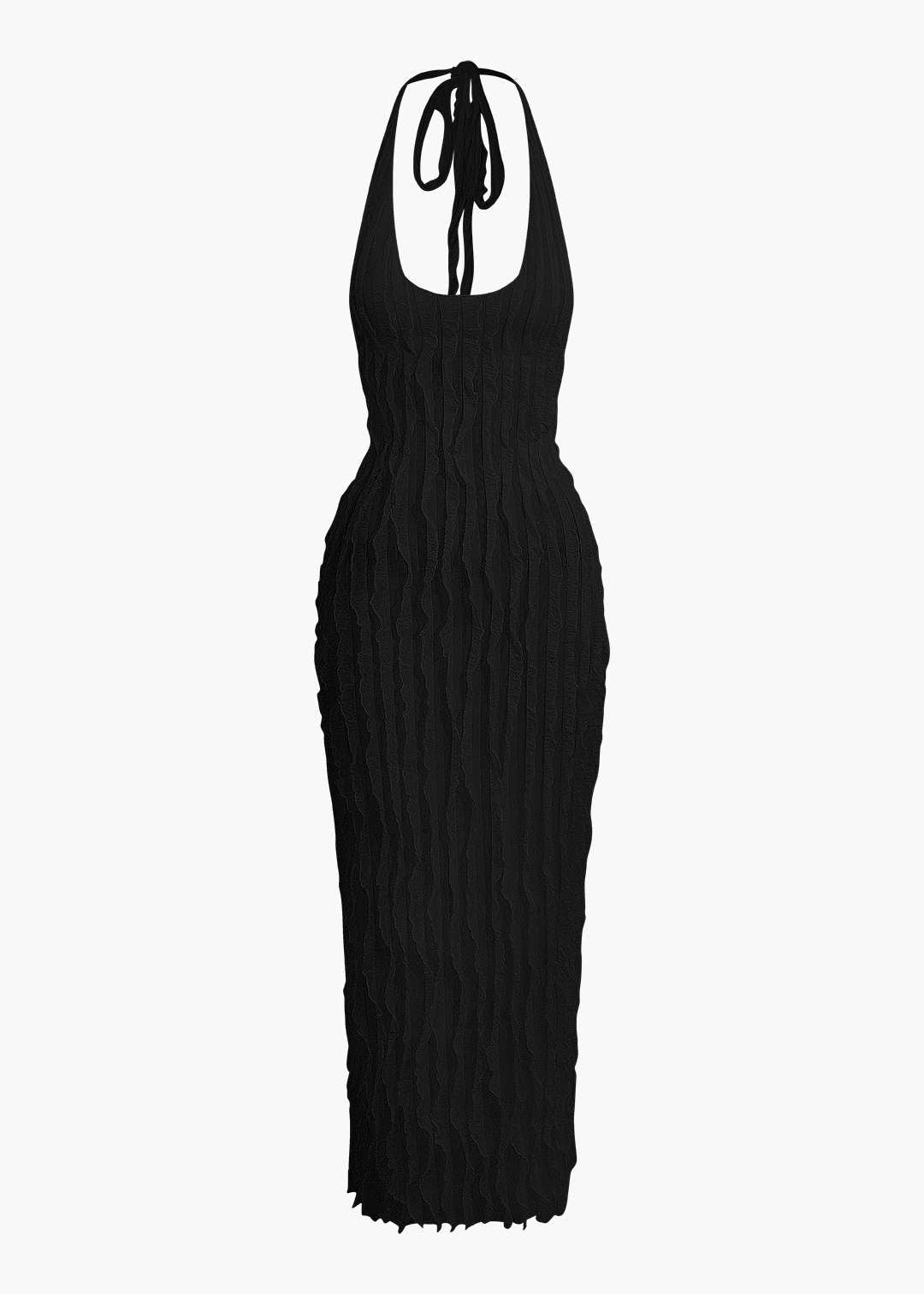 Pura | Elegante Maxi-jurk - Ruches, Halter Open Rug Design