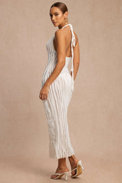 Pura | Elegante Maxi-jurk - Ruches, Halter Open Rug Design