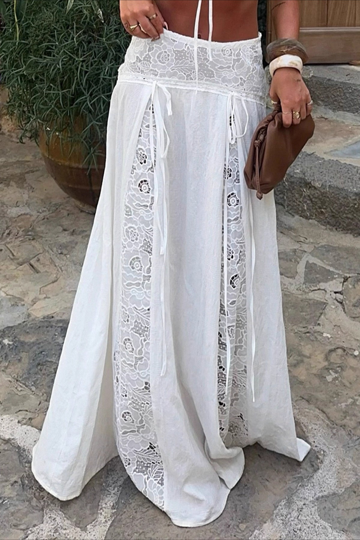 Quinn | Luxe Maxi Rok Dames - Lage Taille met Kant