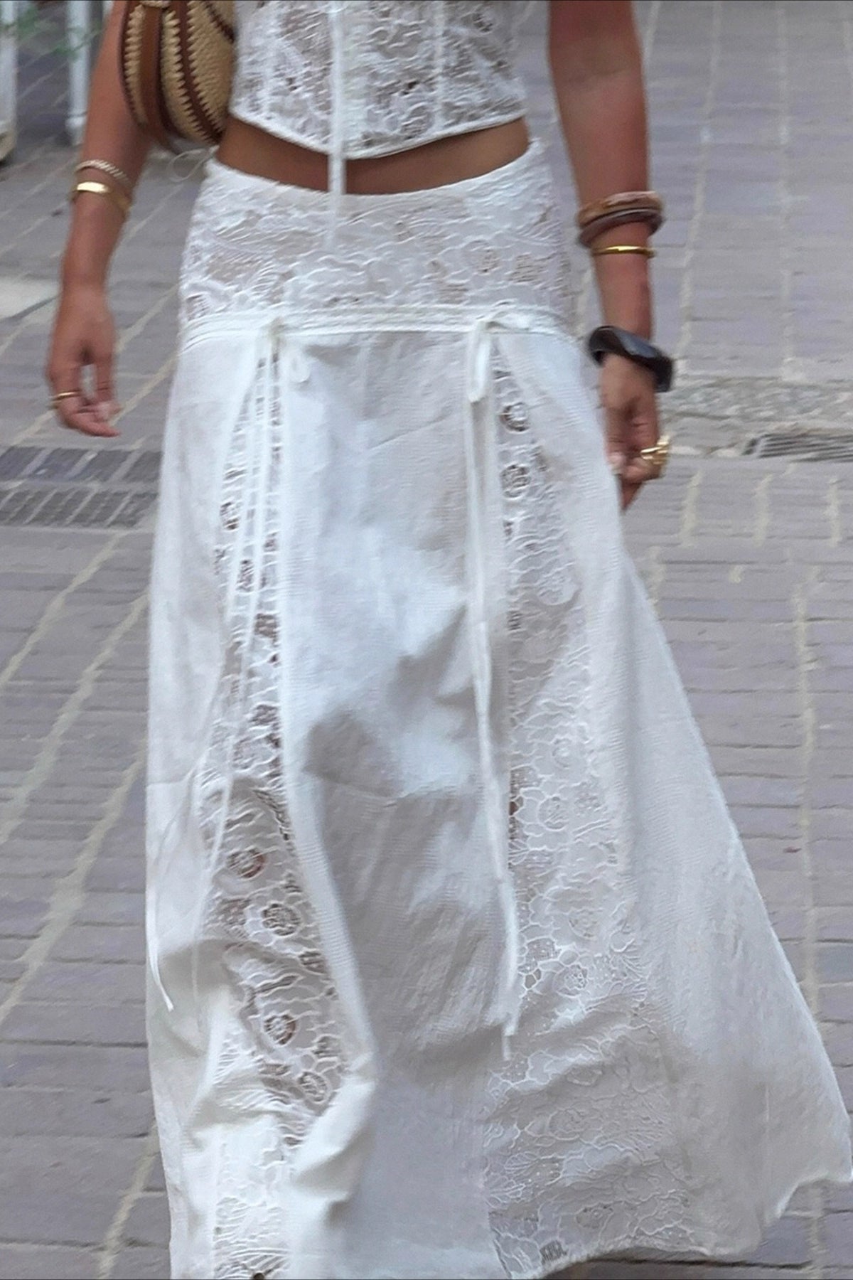 Quinn | Luxe Maxi Rok Dames - Lage Taille met Kant