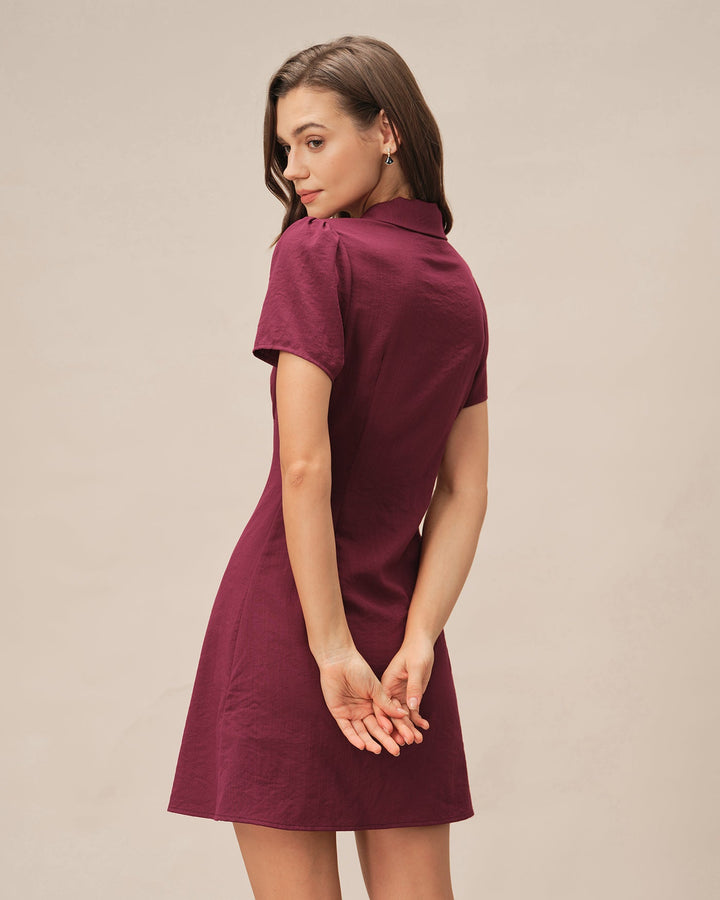 Aleena | Dames mini jurk met V-hals knopenrij
